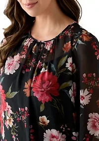 Women's Floral Print Chiffon Dress
