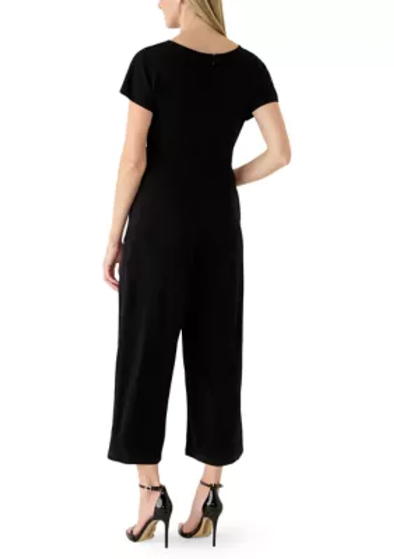 Women's Sleeveless Printed Mesh A-Line Jumpsuit