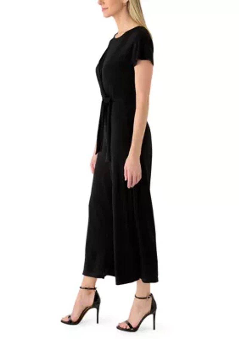 Women's Sleeveless Printed Mesh A-Line Jumpsuit