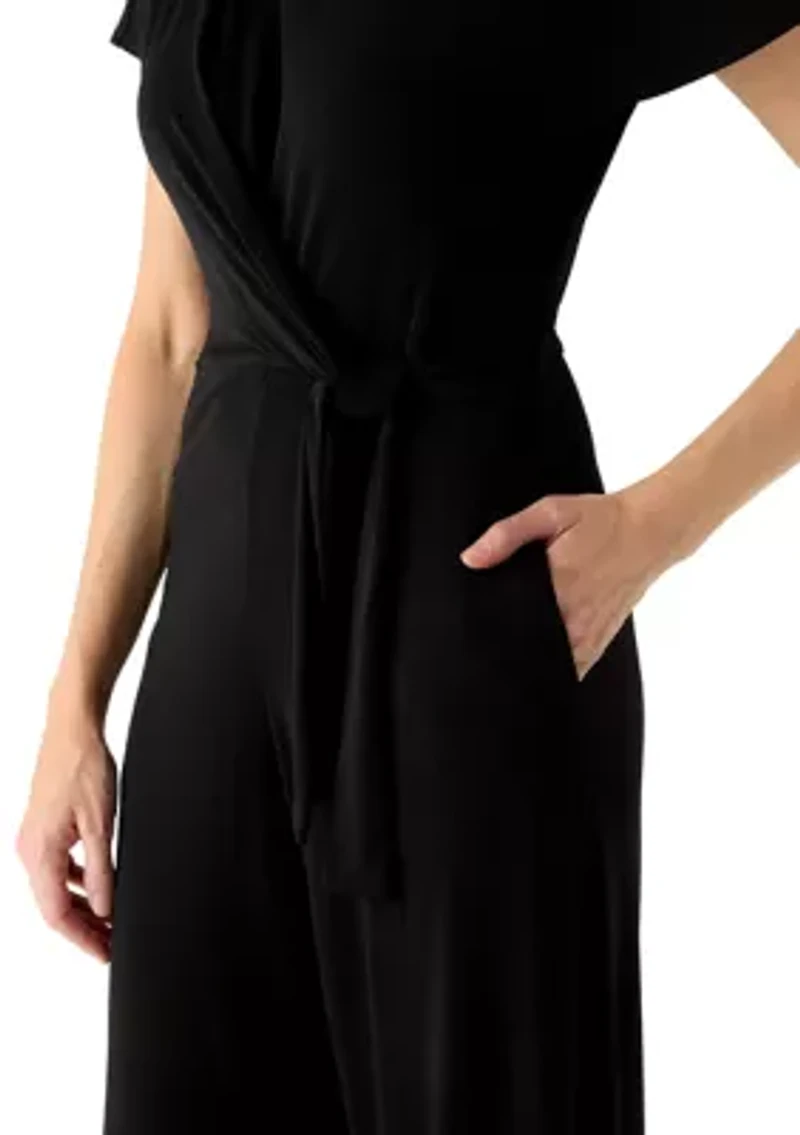 Women's Sleeveless Printed Mesh A-Line Jumpsuit