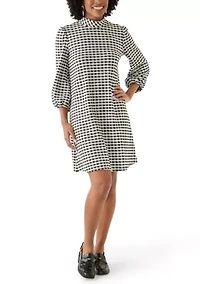 Women's Long Sleeve Mock Neck Bouclé Mini Dress