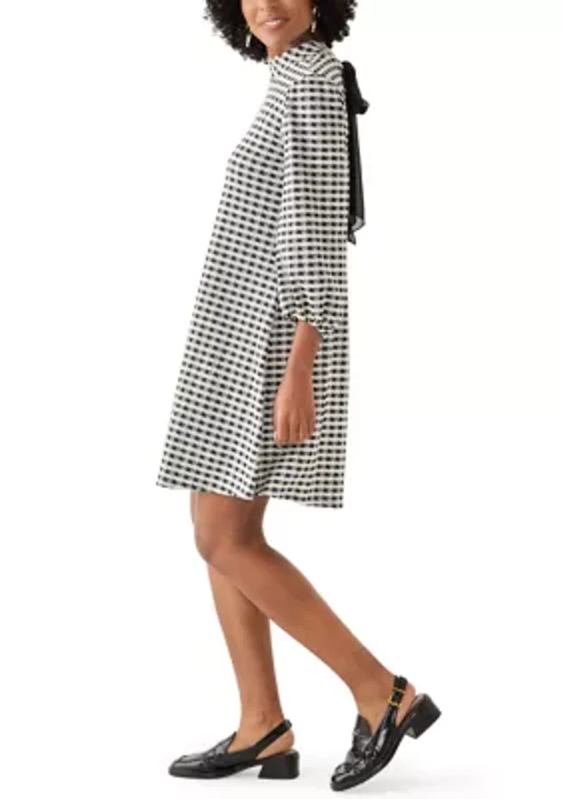 Women's Long Sleeve Mock Neck Bouclé Mini Dress