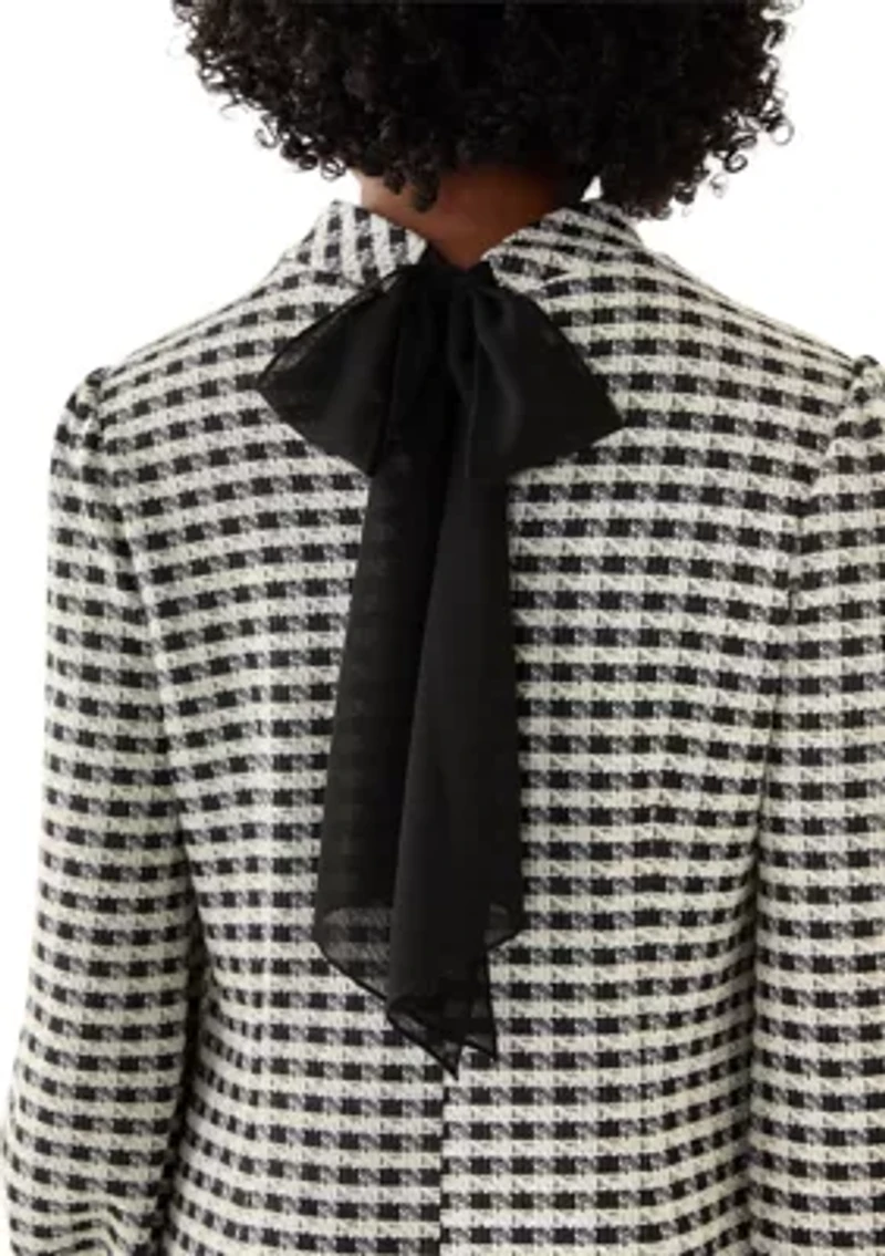 Women's Long Sleeve Mock Neck Bouclé Mini Dress