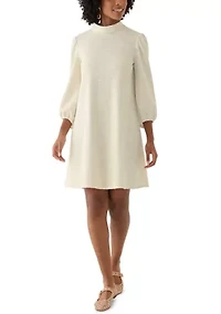 Women's Mock Neck Boucle Mini Dress