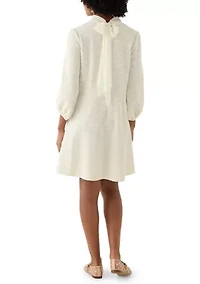 Women's Mock Neck Boucle Mini Dress