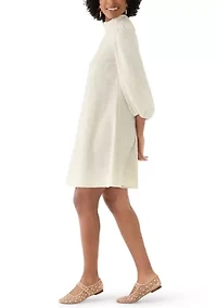 Women's Mock Neck Boucle Mini Dress