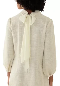 Women's Mock Neck Boucle Mini Dress