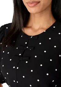 Women's Short Sleeve Printed Crepe Shift Dress