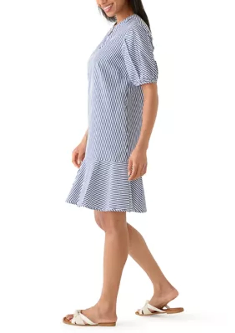 Women's Short Sleeve Ruffle Hem Mini Dress