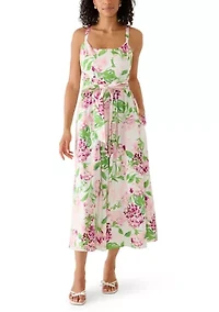 Women's Sleeveless Floral Printed Cotton A-Line Dress