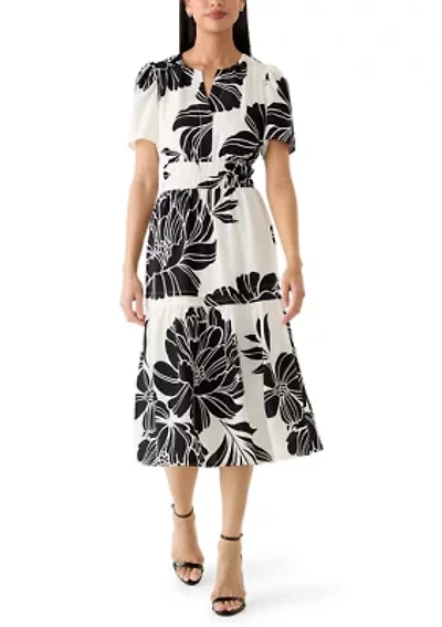 Women's Floral A-Line Midi Dress