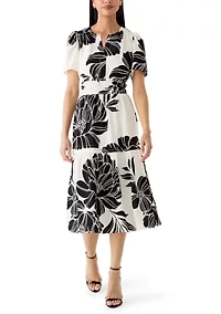 Women's Floral A-Line Midi Dress