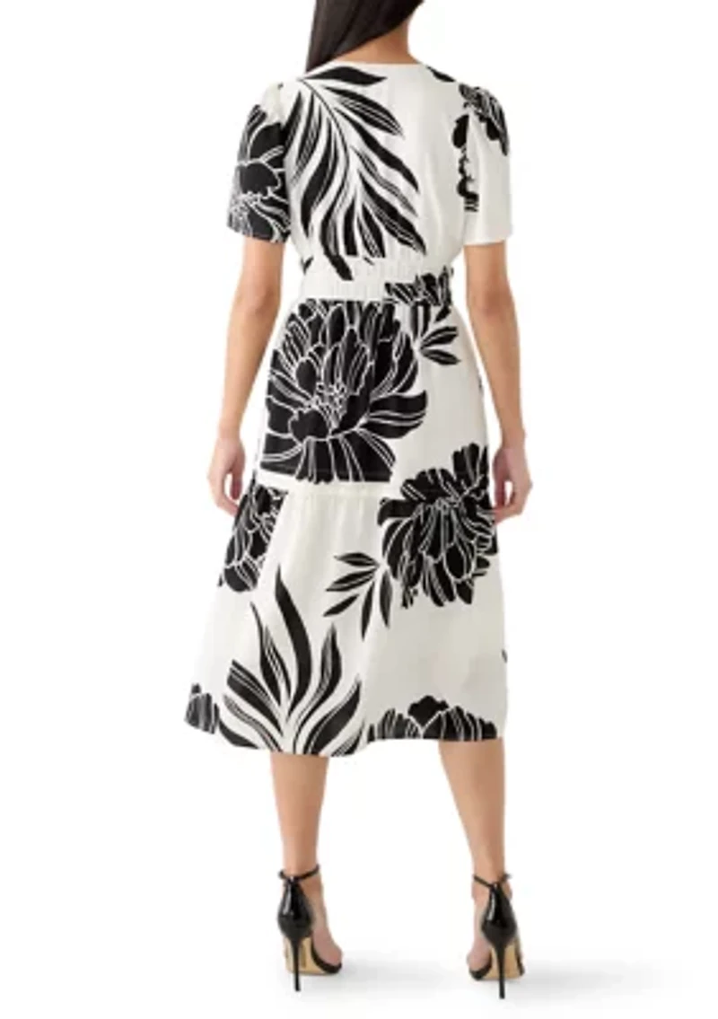 Women's Floral A-Line Midi Dress