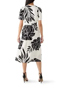 Women's Floral A-Line Midi Dress