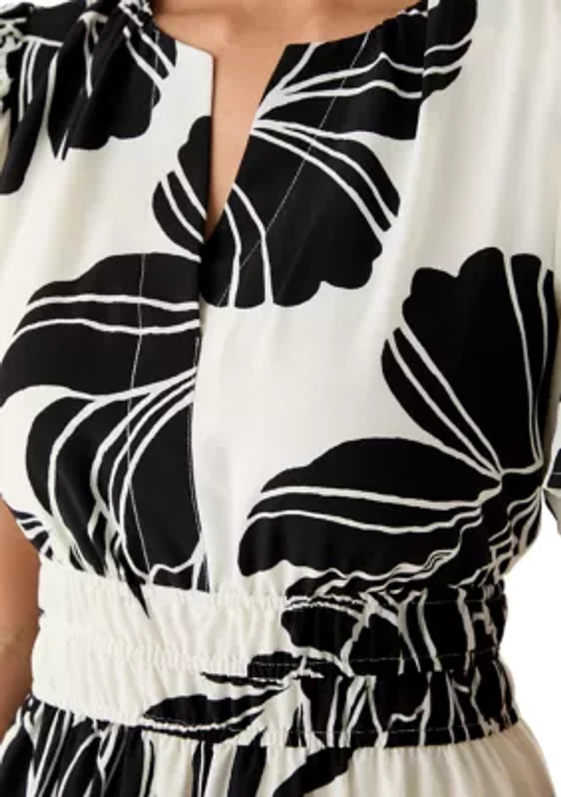 Women's Floral A-Line Midi Dress