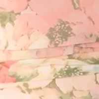 Women's High Neck Mesh Floral Midi Dress