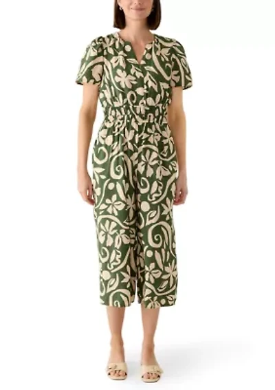Women's V-Neck Printed Jumpsuit