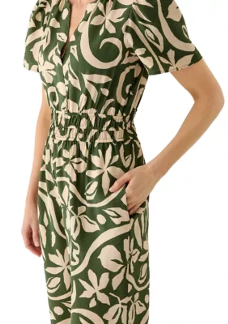 Women's V-Neck Printed Jumpsuit