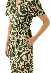 Women's V-Neck Printed Jumpsuit