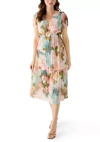 Women's Mesh Floral Midi Dress