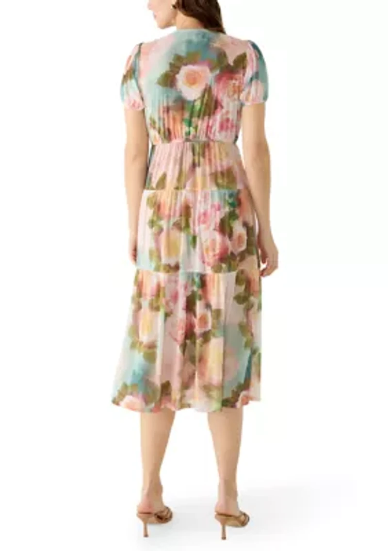 Women's Mesh Floral Midi Dress