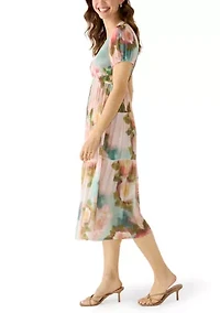Women's Mesh Floral Midi Dress