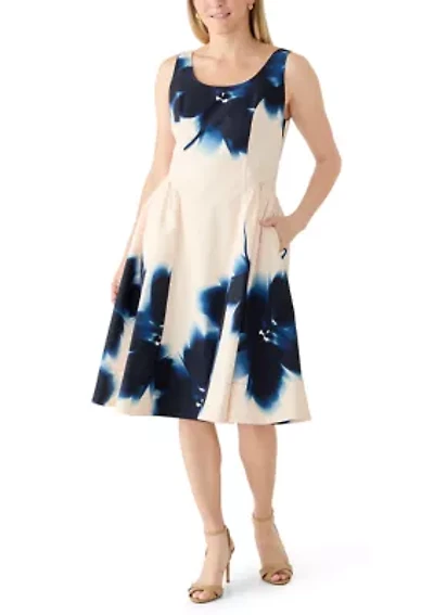 Women's Sleeveless Floral Printed A-Line Dress