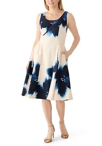 Women's Sleeveless Floral Printed A-Line Dress