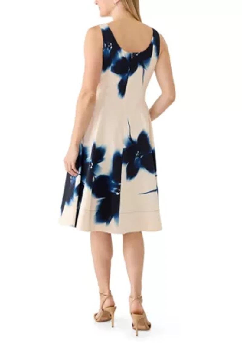 Women's Sleeveless Floral Printed A-Line Dress