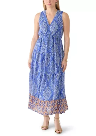 Women's Sleeveless Printed Chiffon Maxi Dress