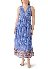 Women's Sleeveless Printed Chiffon Maxi Dress