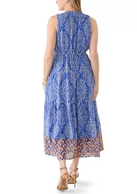 Women's Sleeveless Printed Chiffon Maxi Dress