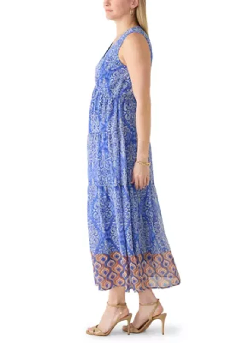 Women's Sleeveless Printed Chiffon Maxi Dress