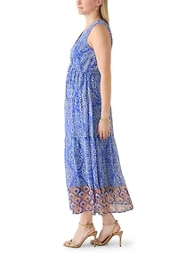 Women's Sleeveless Printed Chiffon Maxi Dress
