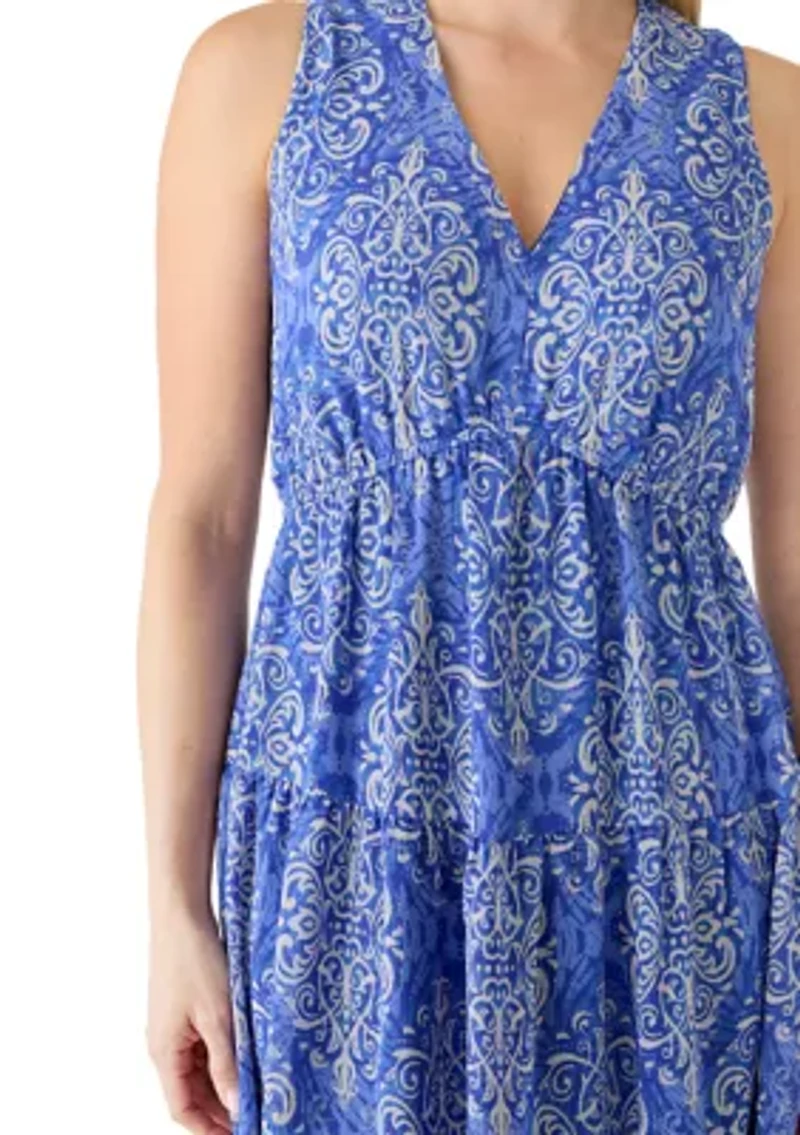 Women's Sleeveless Printed Chiffon Maxi Dress