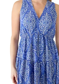 Women's Sleeveless Printed Chiffon Maxi Dress