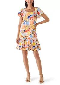 Women's Short Sleeve Printed A-Line Dress
