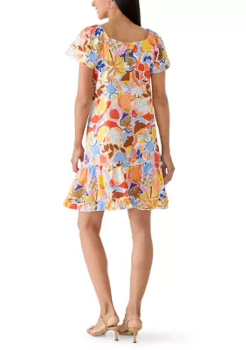 Women's Short Sleeve Printed A-Line Dress