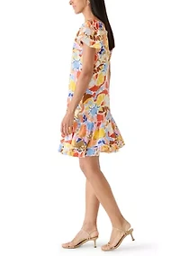 Women's Short Sleeve Printed A-Line Dress