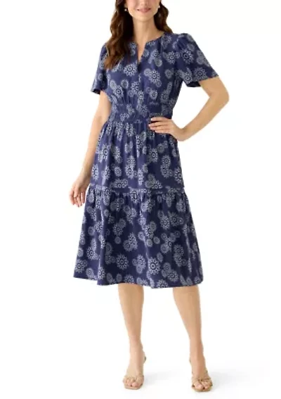Women's Printed A-Line Midi Dress