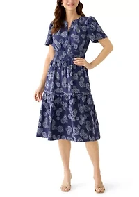 Women's Printed A-Line Midi Dress