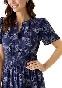 Women's Printed A-Line Midi Dress