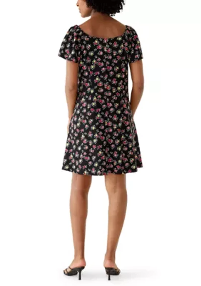 Women's Ditsy Floral Print Shift Mini Dress