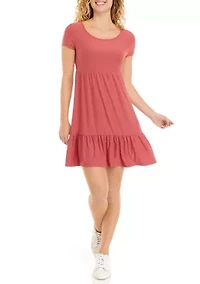 Juniors' Short Sleeve Babydoll Dress