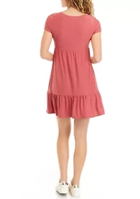 Juniors' Short Sleeve Babydoll Dress