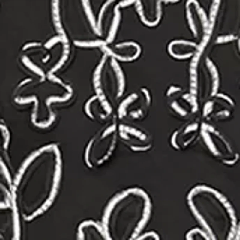 Women's Embroidered Soutache Dress with Sheer Yoke