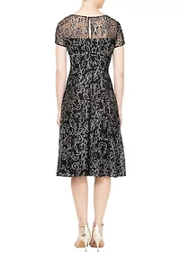 Women's Embroidered Soutache Dress with Sheer Yoke