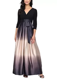 Women's Surplice Neck Ombre Gown