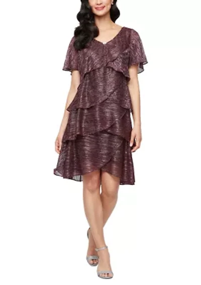 Women's Shimmer Bodre Chiffon Dress
