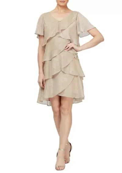 Women's Shimmer Bodre Chiffon Dress